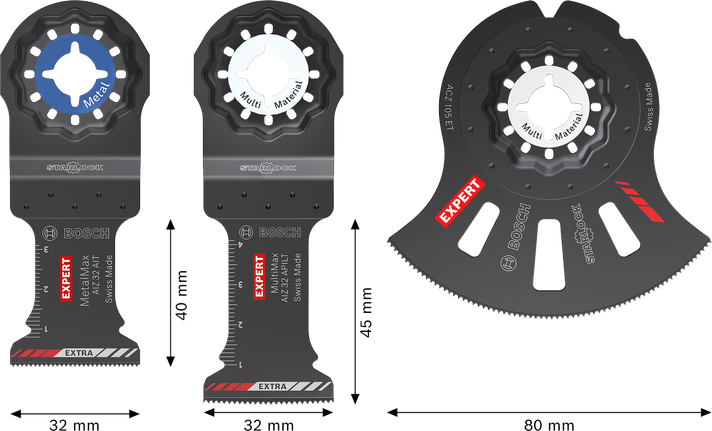 „Bosch EXPERT“ pjovimo rinkinys, 3 dalių, skirtas įvairių medžiagų pjovimui.